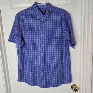 Chaps‎ Blue Casual Button Down Shirt with Check Pattern
